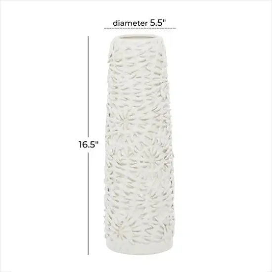 White Ceramic Contemporary Vase, 17" x 6" x 6" {7}