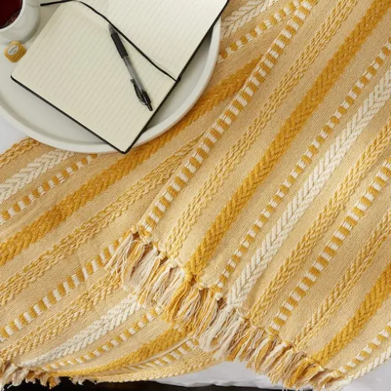 DII&reg; Honey Gold Braided Stripe Throw {8}