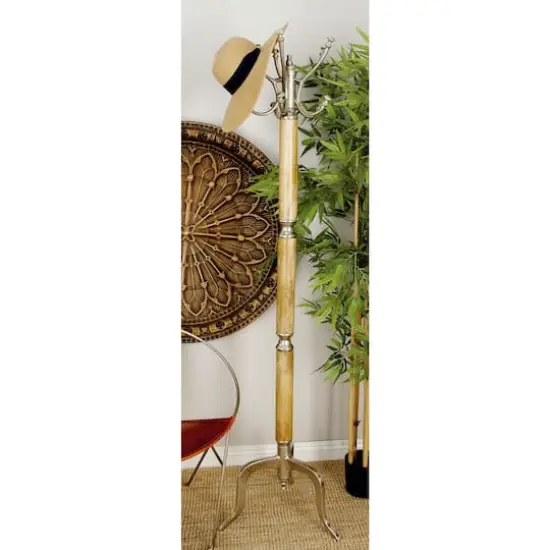 Silver Mango Wood Traditional Coat Rack, 72" x19" x19" {11}