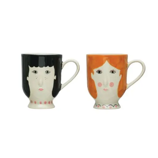 Hello Honey&reg; Painted Faces Stoneware Mug Set {1}