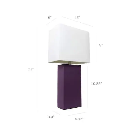 Elegant Designs&trade; 2 Pack Leather Table Lamps with White Shades Eggplant and White {4}
