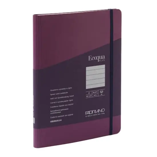 Fabriano® EcoQua Plus A5 Lined Hidden Spiral-Bound Notebook Wine {1}