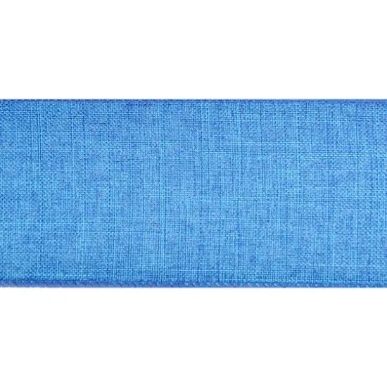 2.5" x 25ft. Faux Linen Wired Ribbon by Celebrate It&trade; D&eacute;cor Royal Blue {5}