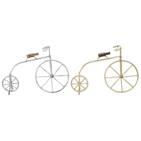 Gold and Silver Metal Contemporary Bicycle Set {1}
