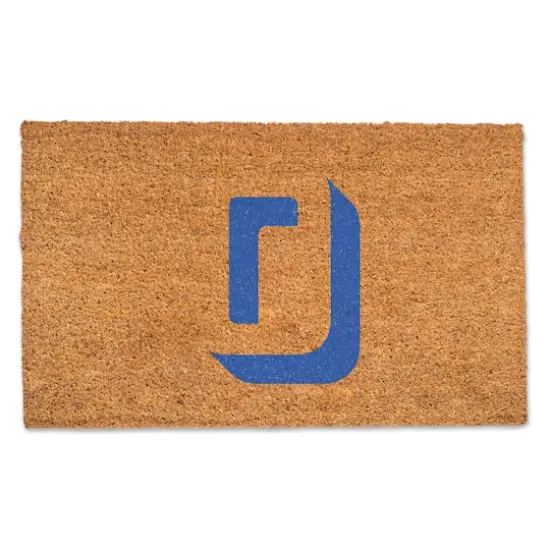 Blue Shadow Monogram Natural Coir Doormat O {1}
