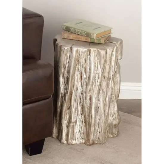 19" Gold Fiberglass Eclectic Footstool {9}