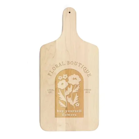 17" Floral Mod Sign Maple Paddle Cutting Board {1}