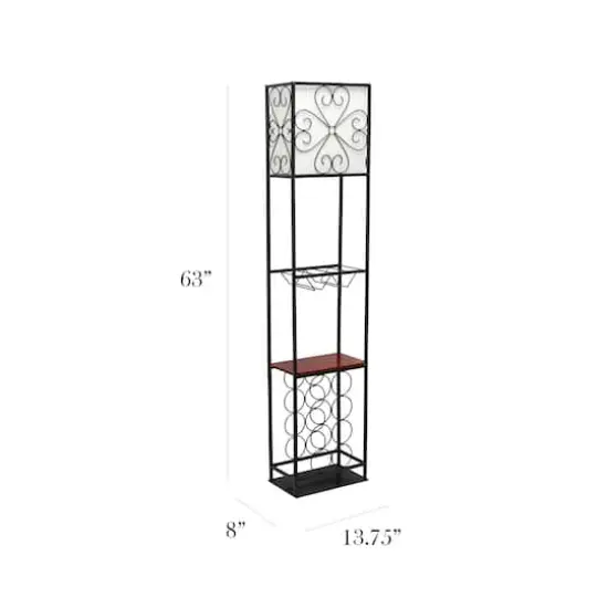 Elegant Designs™ 5ft. Black Organizer Storage Shelf and Wine Rack Floor Lamp {4}