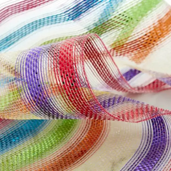 10" x 6.3yd. Rainbow Striped Mesh by Celebrate It&reg; {3}