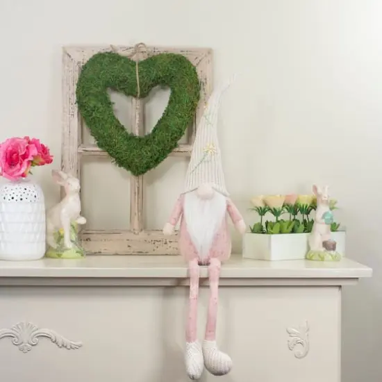 29" Pink & Cream Sitting Gnome with Knitted Hat Figure {3}