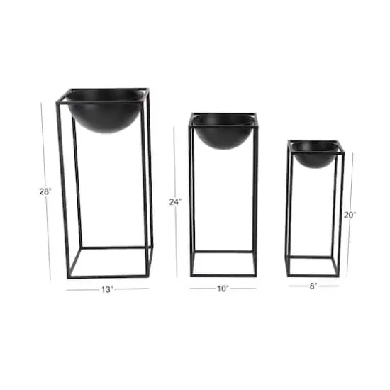 Black Metal Modern Planter Set {4}