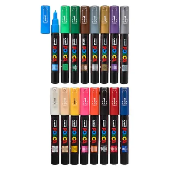 Uni Posca PC-1M 16 Color Extra Fine Tapered Tip Paint Marker Set {4}