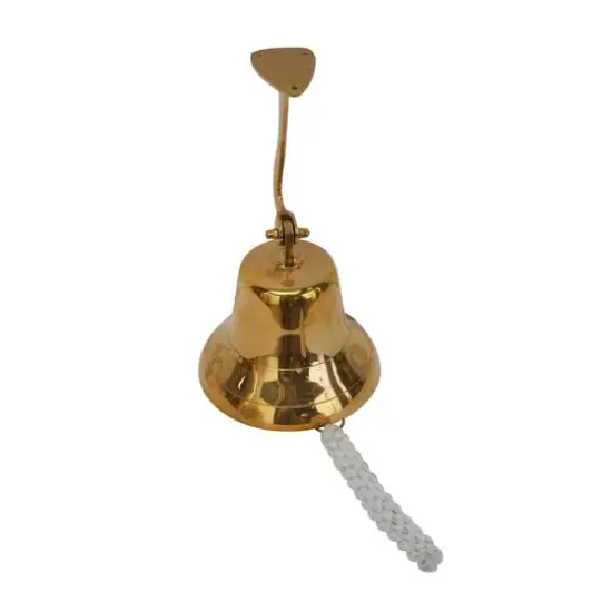 7.5" Gold Titanic Nautical Bell Wall Accent with Rope Pull {7}