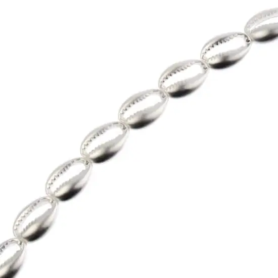 John Bead Matte Silver Metal Cowrie Beads, 16mm {1}
