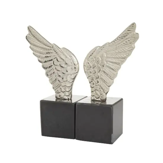 10" Angel Wing Aluminum Bookend Set Silver {3}