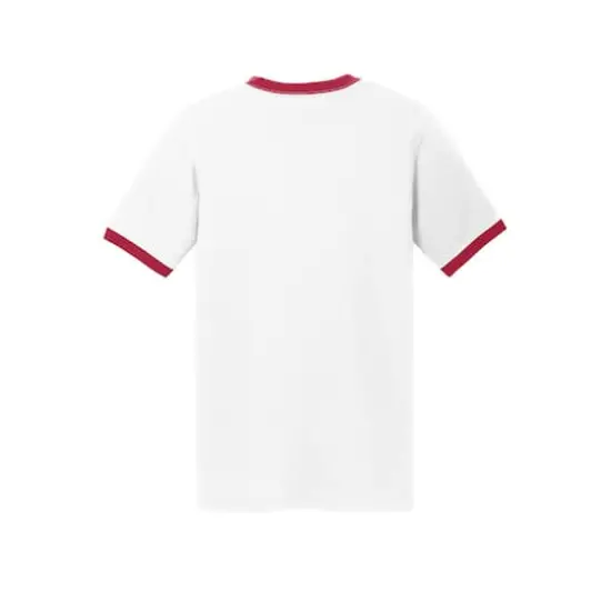 Port & Company&reg; Core Cotton Ringer Tee White/Red {5}