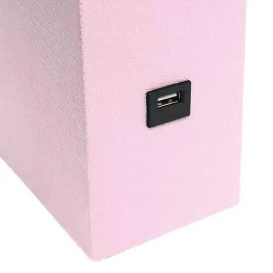 Lalia Home Lexington 21" Leather Table Lamp with USB Charging Port Blush Pink {9}