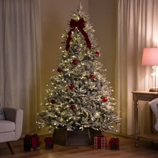 7ft. Pre-Lit Real Touch&trade; Elite Flocked Yukon Pine IPT Artificial Christmas Tree, Dual Color LED Lights {4}