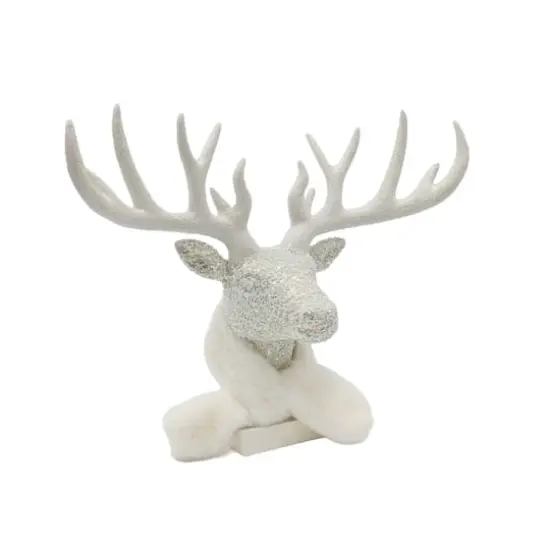 14" White Reindeer Head with Scarf Tabletop D&eacute;cor by Ashland&reg; {4}