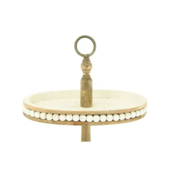 Hello Honey® 30.5" Decorative Oval 3-Tier Wood Tray with Handle {5}