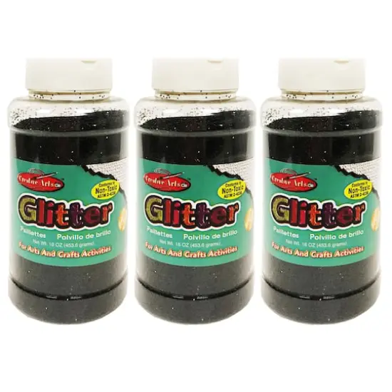 Charles Leonard Creative Arts&trade; 16oz. Glitter, 3ct. Black {1}