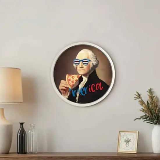 20" Round Pizza George Framed Print White {5}