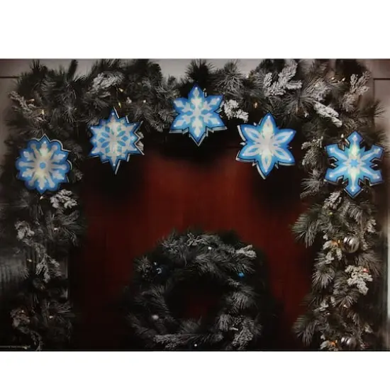 10ct. Blue & White Snowflake Clear Christmas Lights {3}