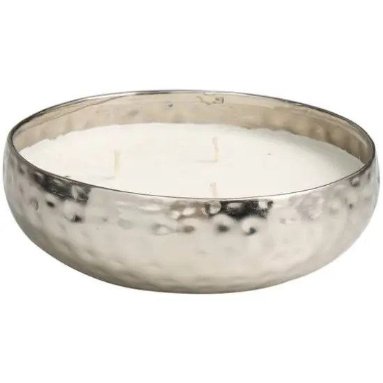 20oz. White Sage Scented White 3 Wick Candle in Hammered Silver Bowl {3}