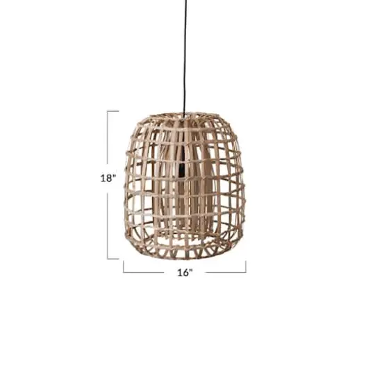 Hello Honey® 18" Natural Round Woven Rattan & Bamboo Pendant Lamp {4}