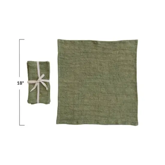 Hello Honey® Large Green Stonewashed Linen Cocktail Napkin Set {5}