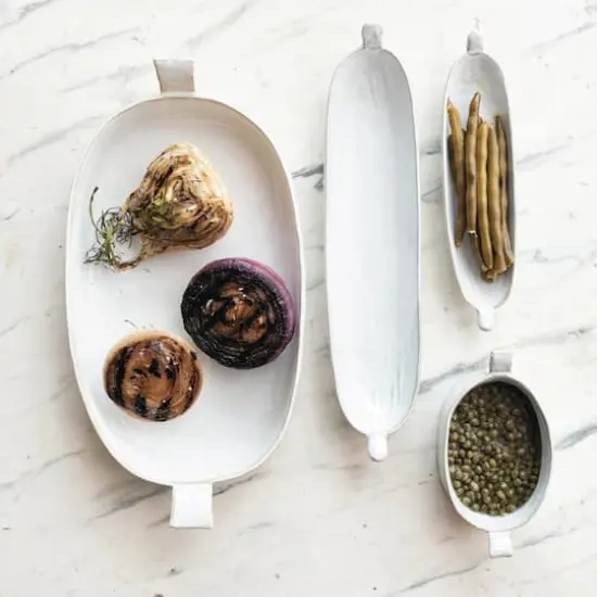 Hello Honey&reg; 13.25" Long White Stoneware Dish with Reactive Glaze {3}