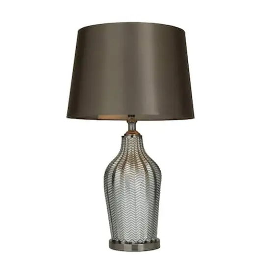 Black Linen Contemporary Table Lamp, 25" x 17" x 15" {1}