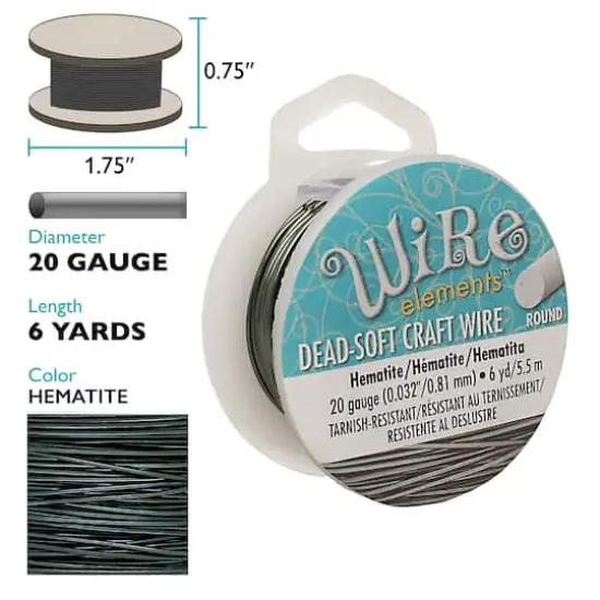 The Beadsmith&reg; Wire Elements&trade; 20 Gauge Tarnish Resistant Soft Temper Wire, 6yd. Hematite {5}