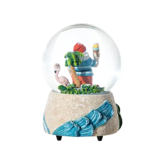 Glitzhome&reg; 100mm Christmas Resin Musical Snowflakes Santa on Vacation Waterglobe {8}