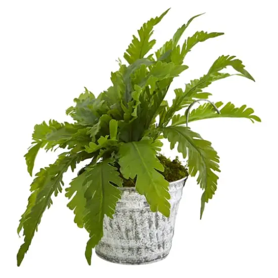 Fern Artificial Plant in Vintage Hanging Planter {4}