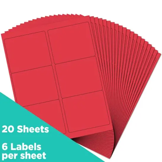 JAM Paper Adhesive Shipping Labels, 3.33" x 4" Red {4}