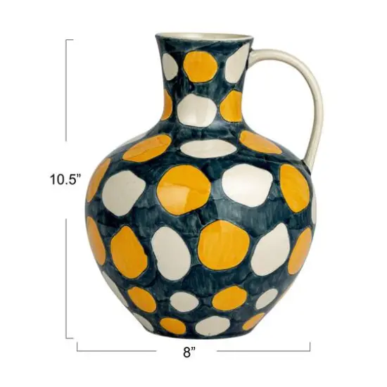 Hello Honey&reg; 10.5" Dotted Elegance Multicolored Stoneware Jug {6}