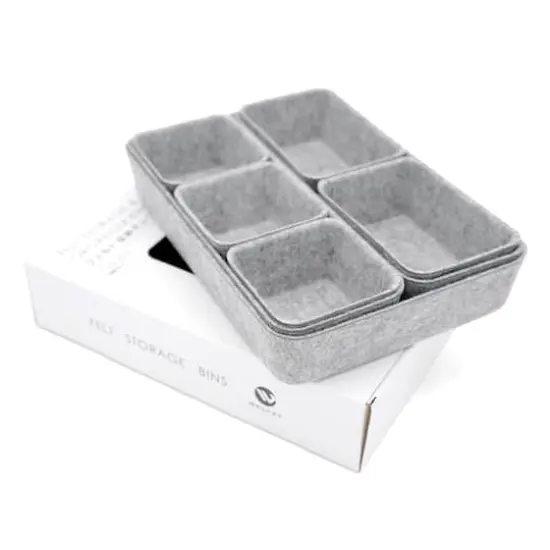 Welaxy Felt 8 Piece Drawer Organizer Tray Set Gray {6}