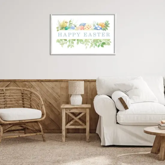 Stupell Industries Floral Happy Easter Framed Giclee Art White {3}