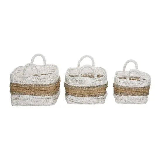 White & Brown Nesting Storage Basket Set {4}