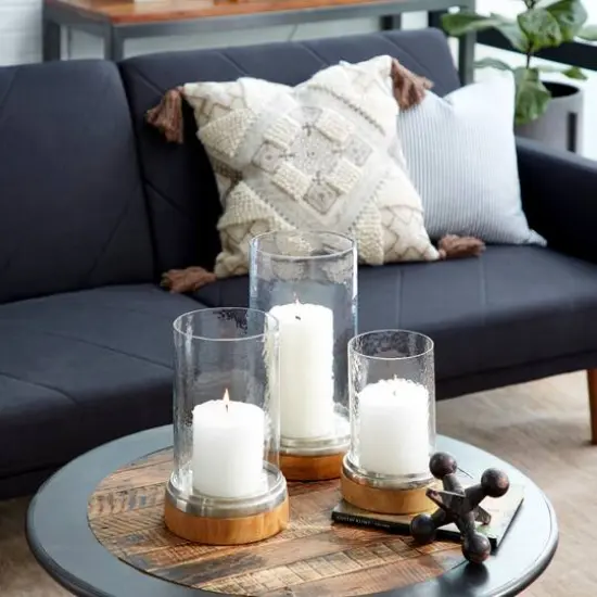 Clear Aluminum Traditional Hurricane Lamp Set {6}