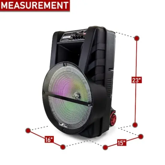 beFree Sound 15" Bluetooth Portable Rechargeable Party Speaker With LED Lights {7}