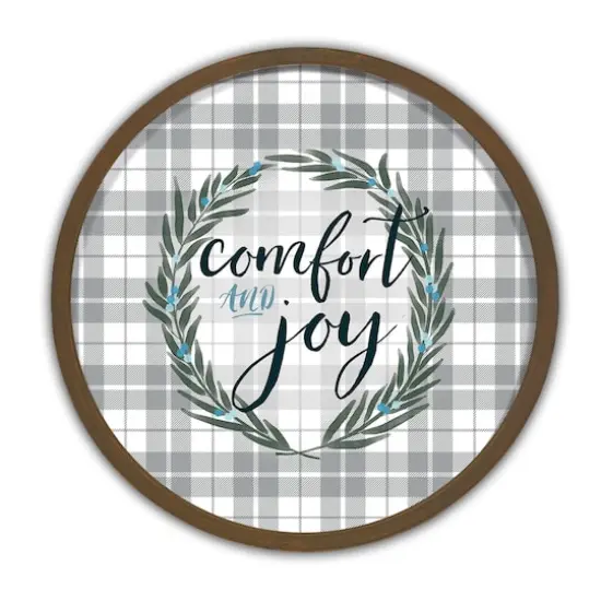 Comfort and Joy Round Brown Framed Print Wall Art {1}