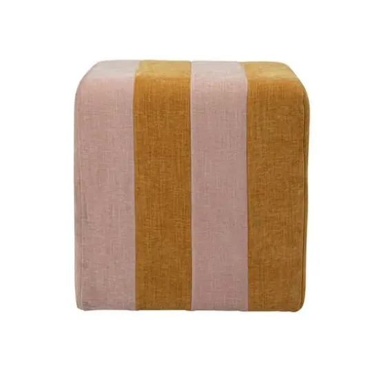 Hello Honey&reg; 18" Modern Square Fabric Upholstered Striped Pouf {6}