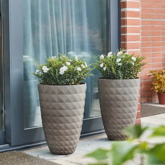 Glitzhome&reg; 19.7" Eco-Friendly Oversized Faux Ceramic Pot Planters, 2ct. Sand Beige {3}