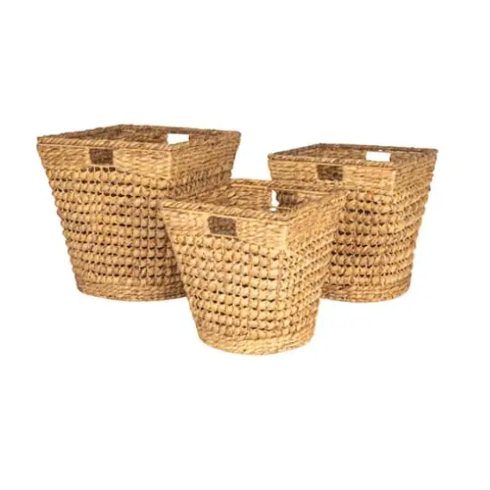 Hello Honey&reg; Natural Handwoven Water Hyacinth & Metal Nesting Basket Set {1}