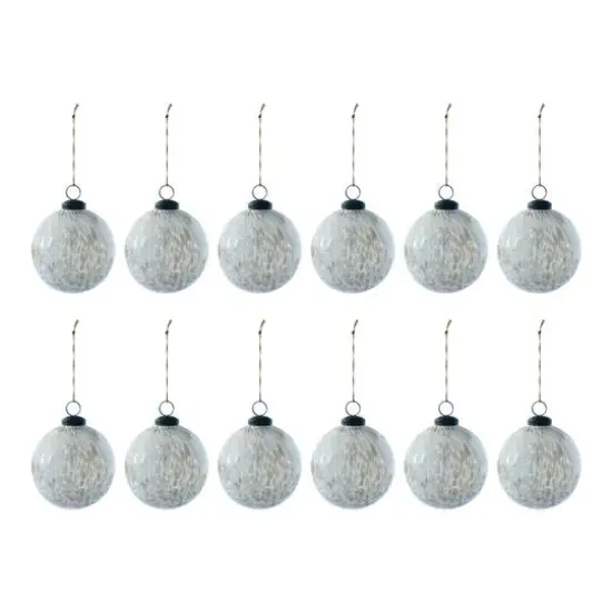 Hello Honey&reg; 12 Pack 4" White & Gold Confetti Glass Ball Ornaments {1}