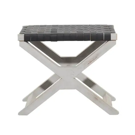 20" Black Wood Farmhouse Stool {3}