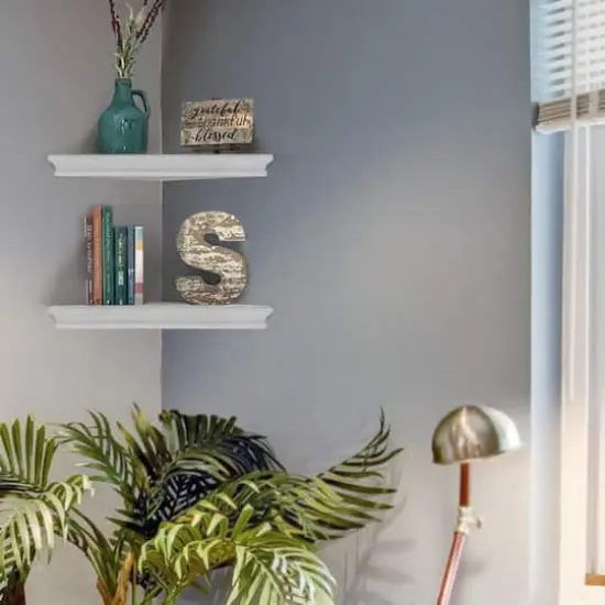Beveled Floating Corner Shelves Set White {4}