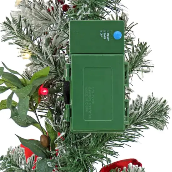 9ft. General Store Snowy Garland with LED Lights & Bows {6}